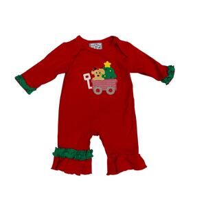 NWT Three Sisters NB Puppy Christmas Wagon Romper